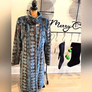 Authentic mink coat size L multicolor Blue , Grey, Green